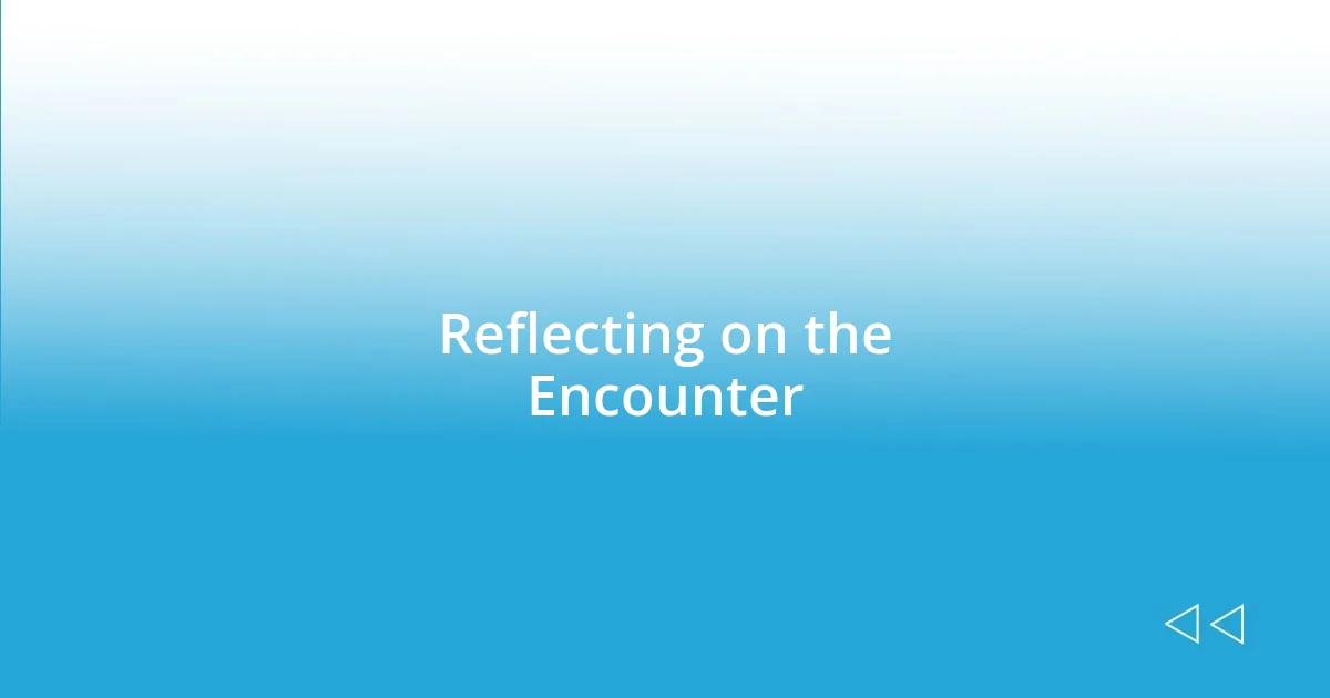 Reflecting on the Encounter