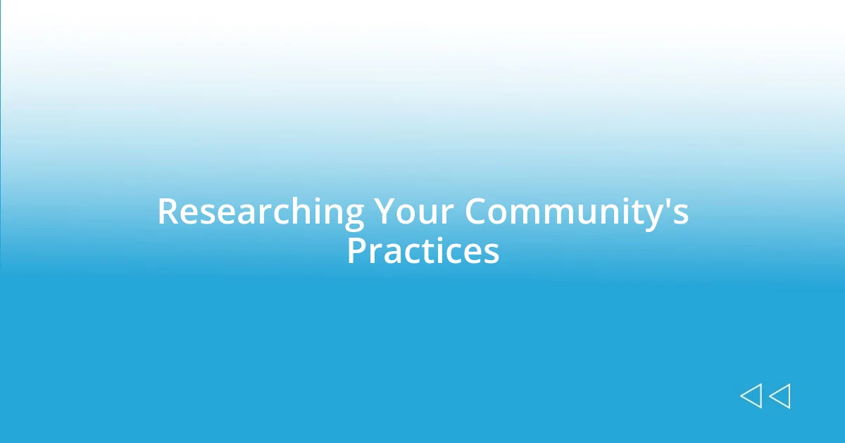 Researching Your Community