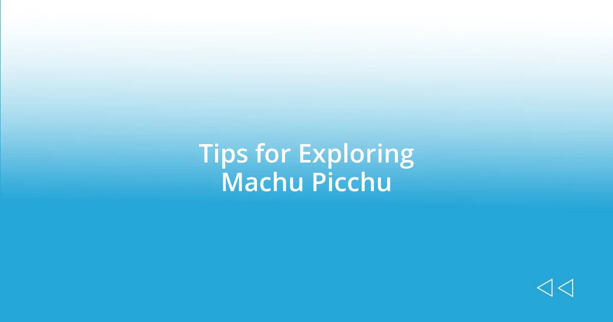 Tips for Exploring Machu Picchu